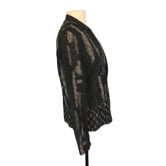 Elie Tahari‎ Womens Black White Abstract Woven Open Front Jacket, Blazer, sz 16, - Picture 5 of 11